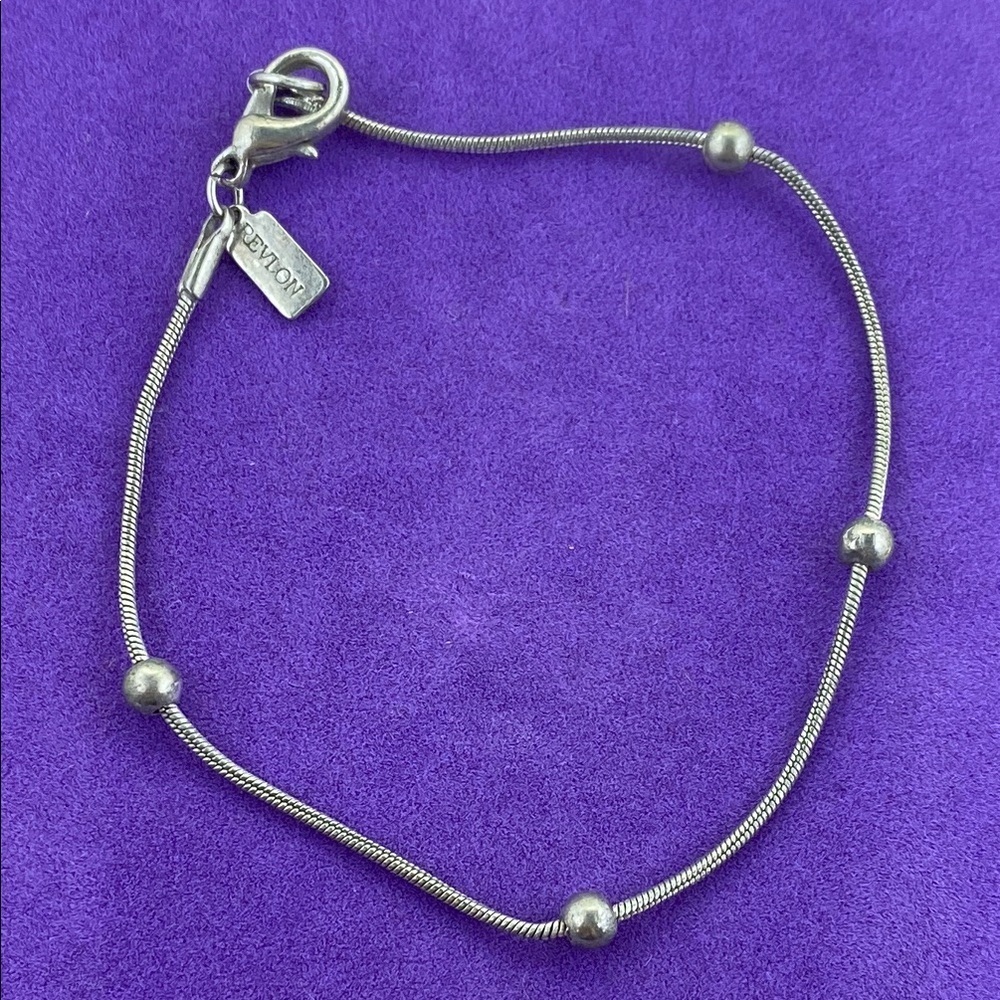 💛 Revlon Silver Plated Beaded Bracelet